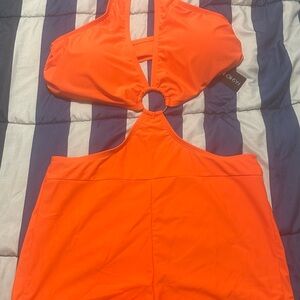 Orange swim suit Halter Top and Skirt Set